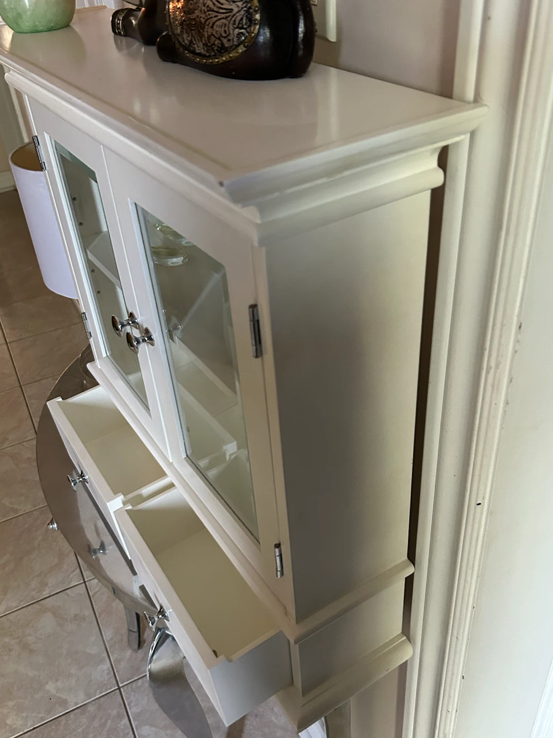 White Wall-Mount Display Cabinet with Drawers - photo 5