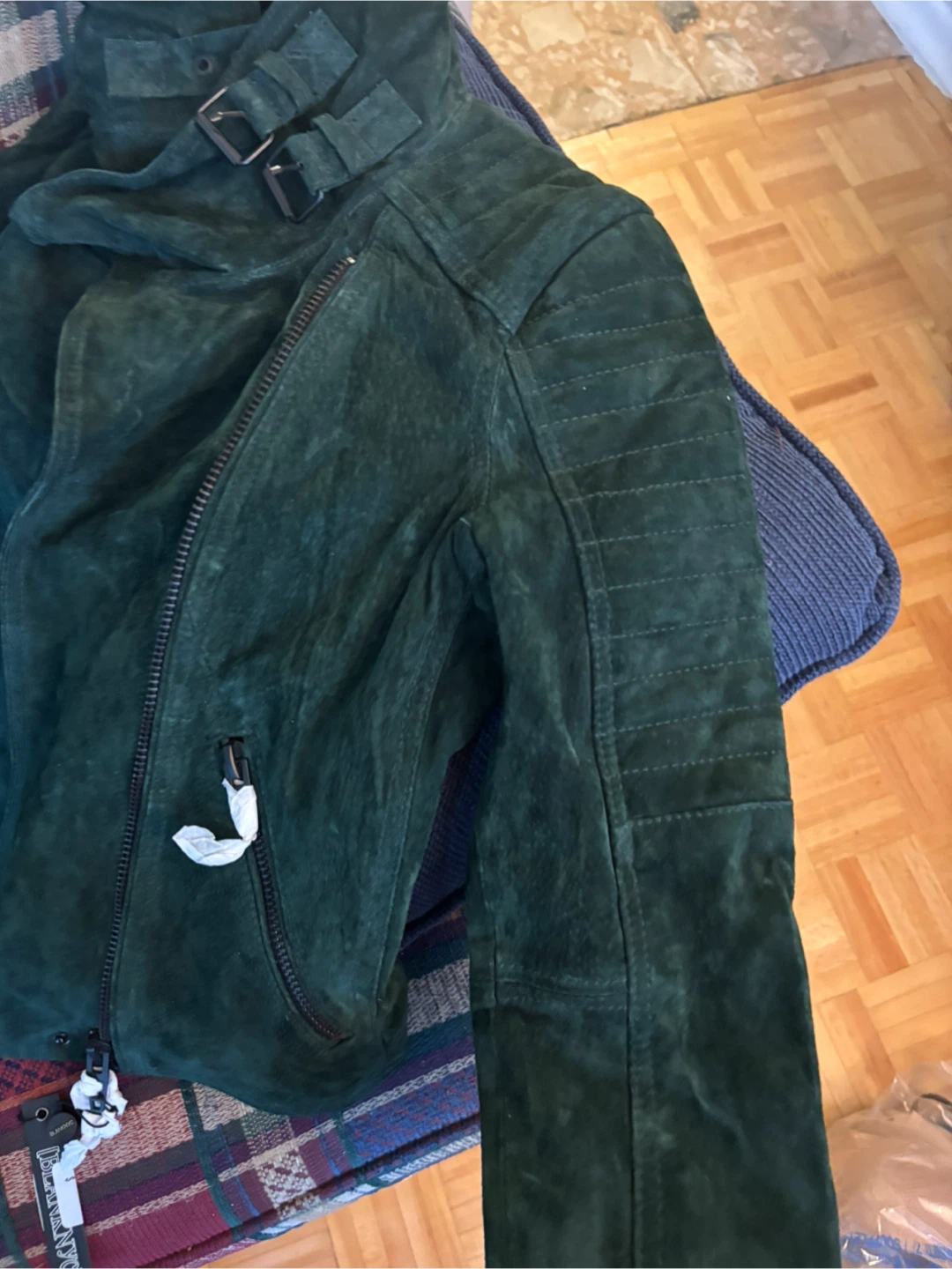 BLANKNYC Dark Green Suede Moto Jacket - photo 3