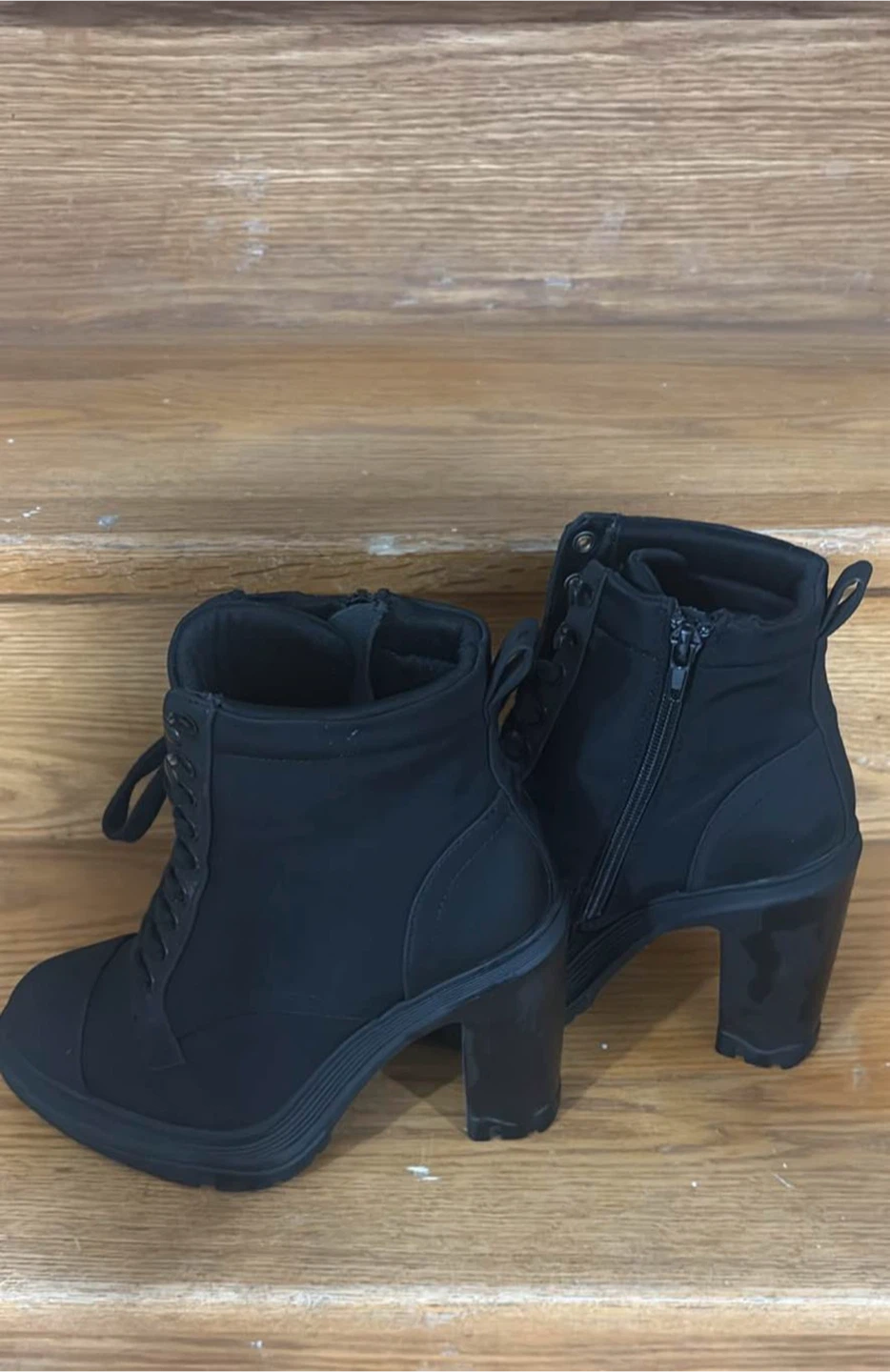 Black Lace-Up Ankle Boots