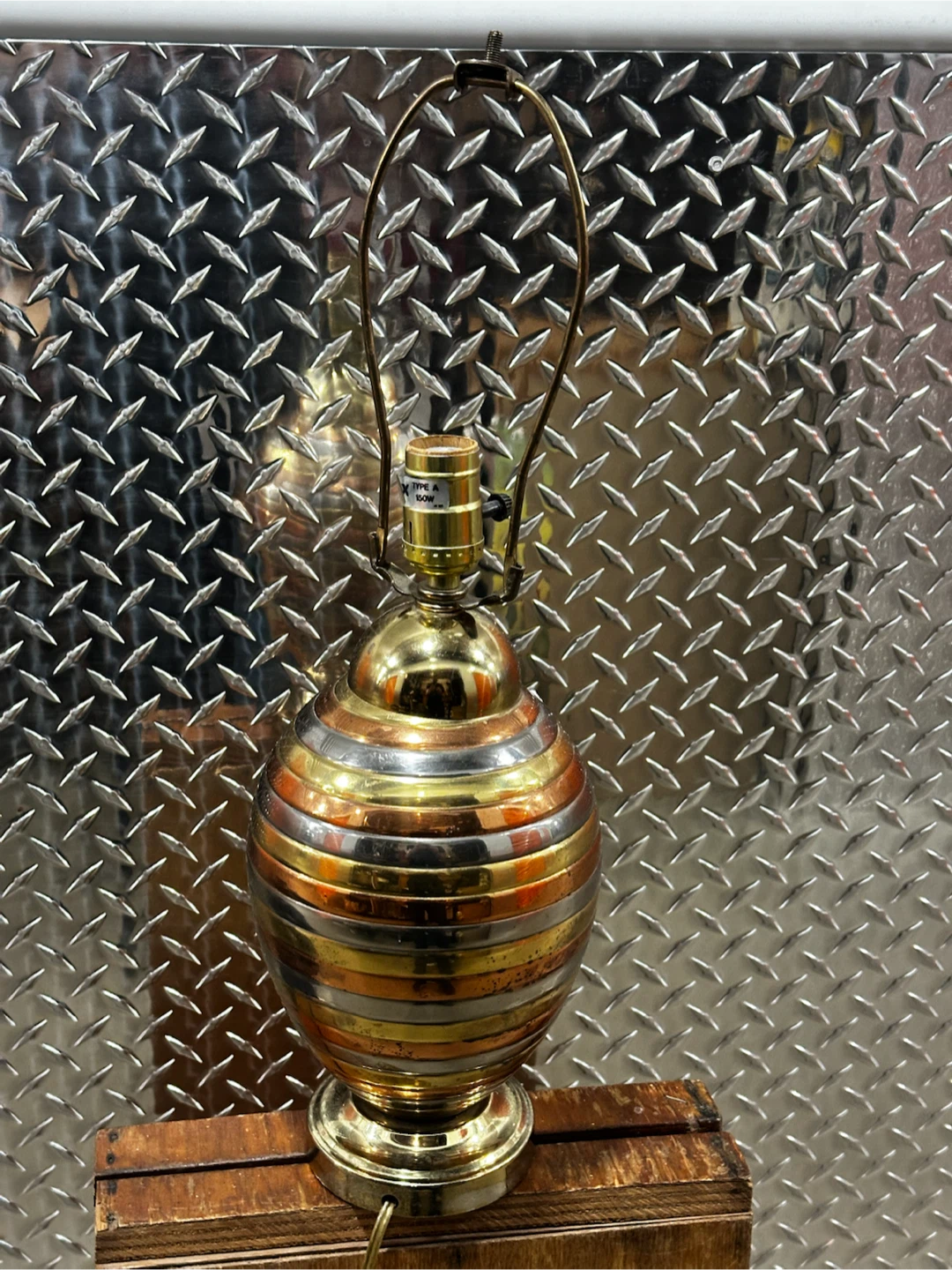 Vintage 1970s Mixed-Metal Stacked Ring Table Lamp