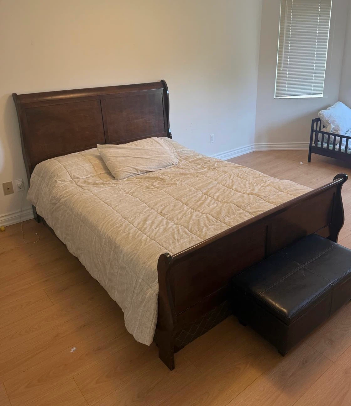 Dark Wood Sleigh Bed Frame