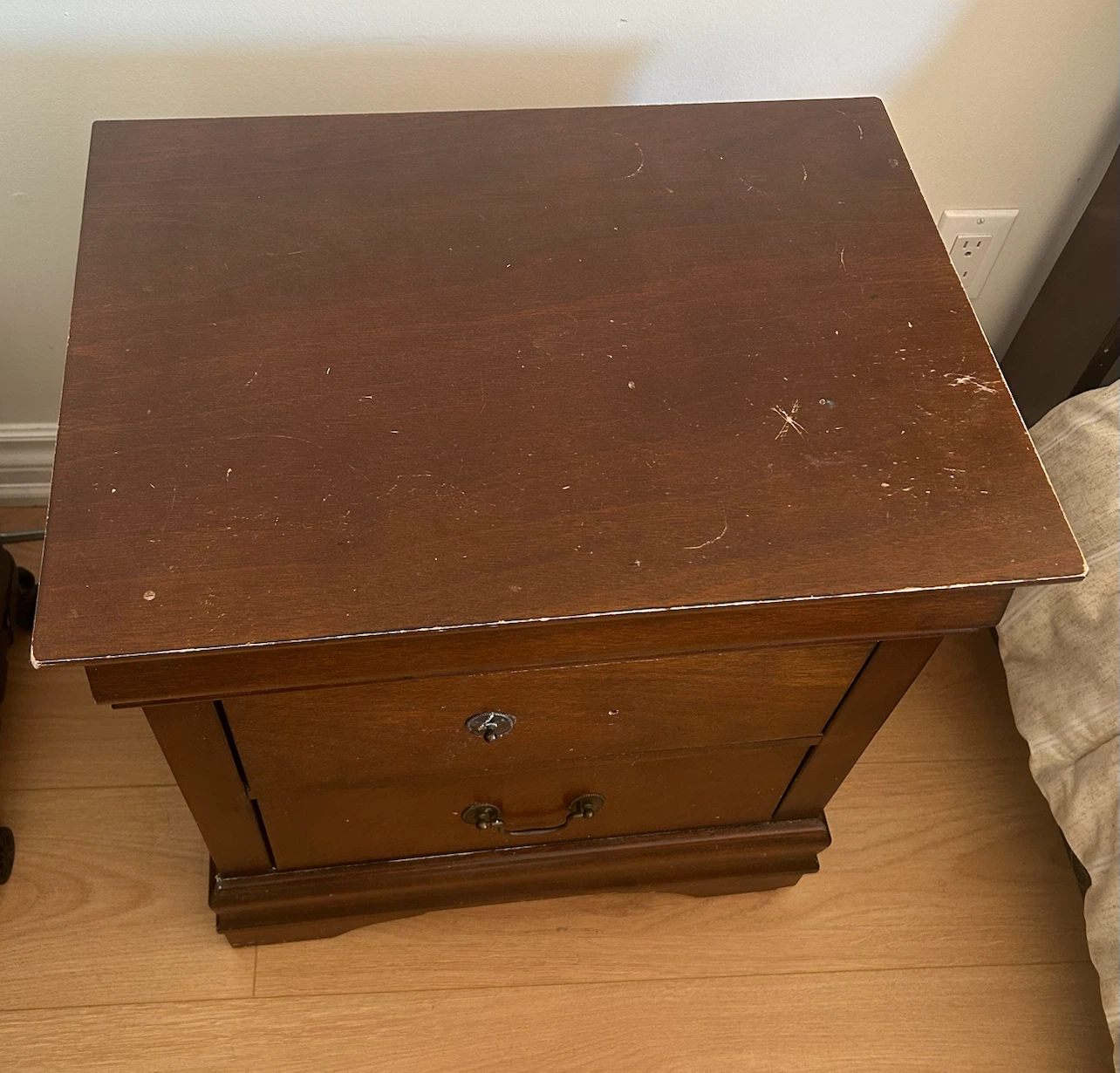 Dark Wood 2-Drawer Nightstand - photo 2