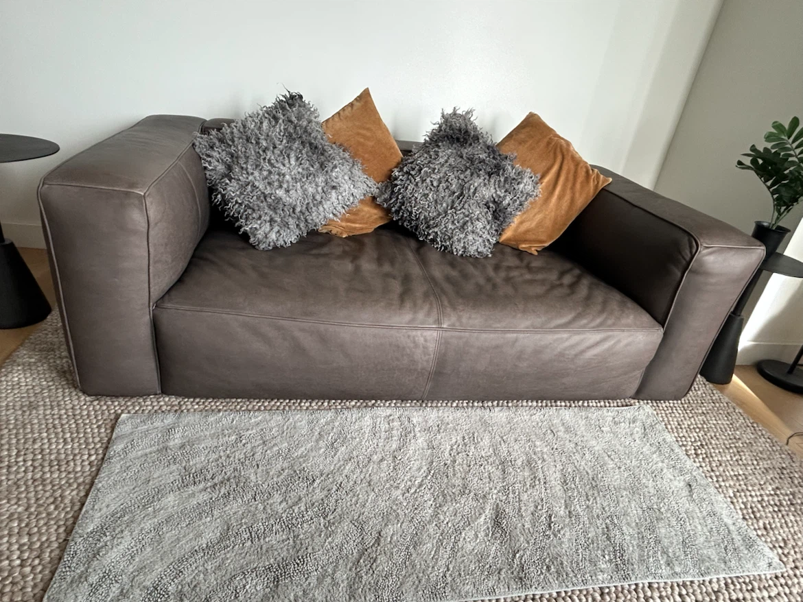 Arhaus Madrone apartment leather sofa and wool carpet: Pick up!! - photo 2