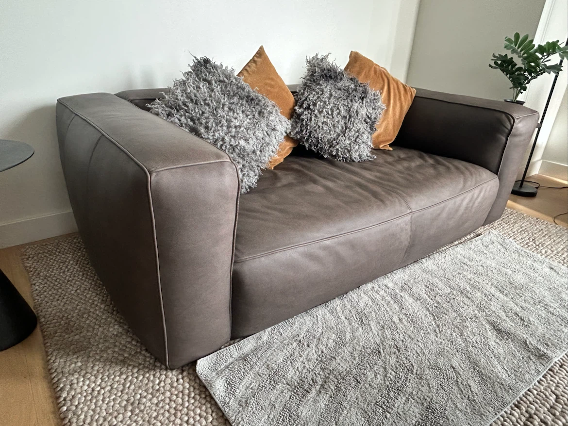 Arhaus Madrone apartment leather sofa and wool carpet: Pick up!! - photo 3