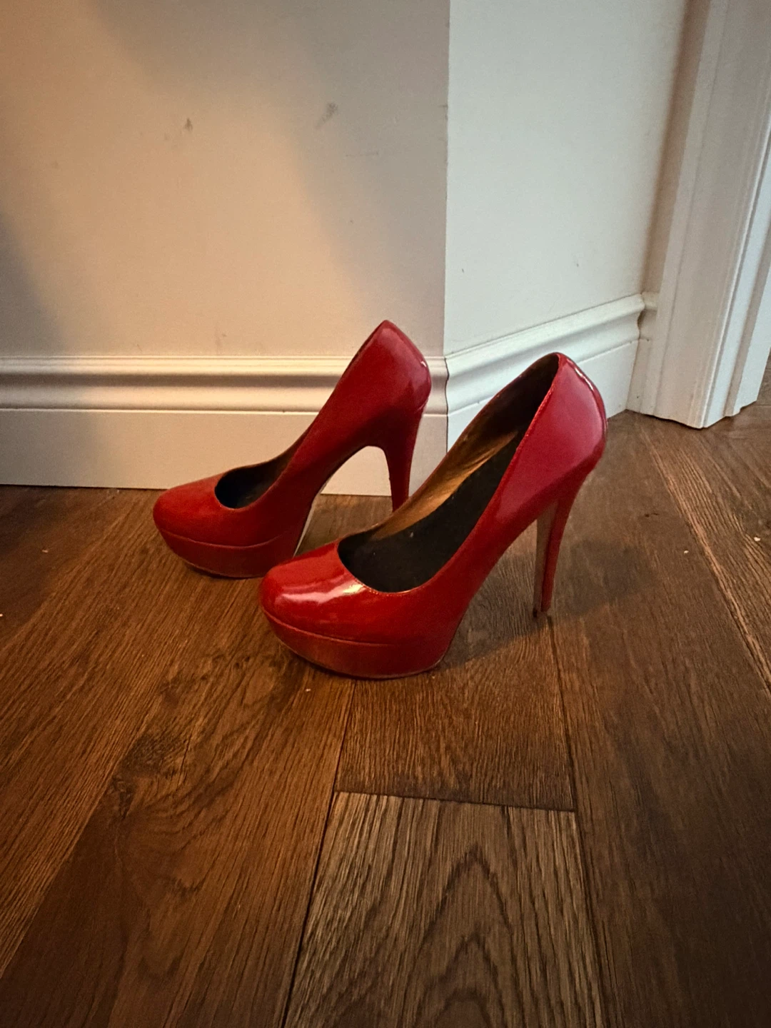Aldo Red Patent Platform Heels