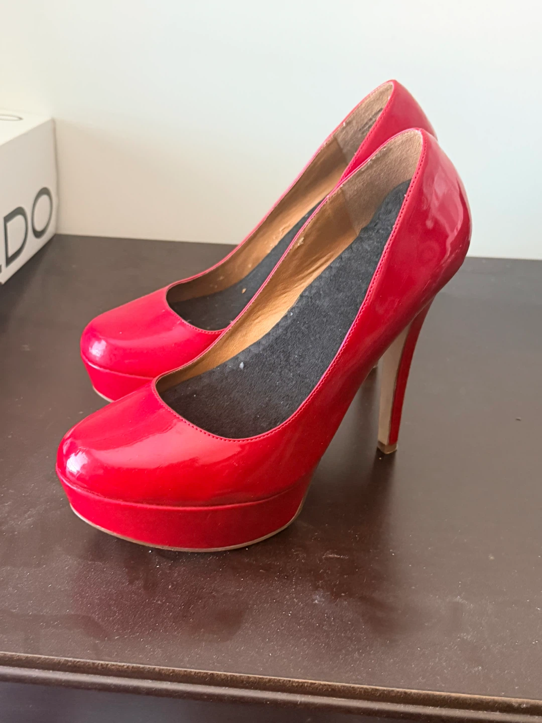 Aldo Red Patent Platform Heels - photo 2