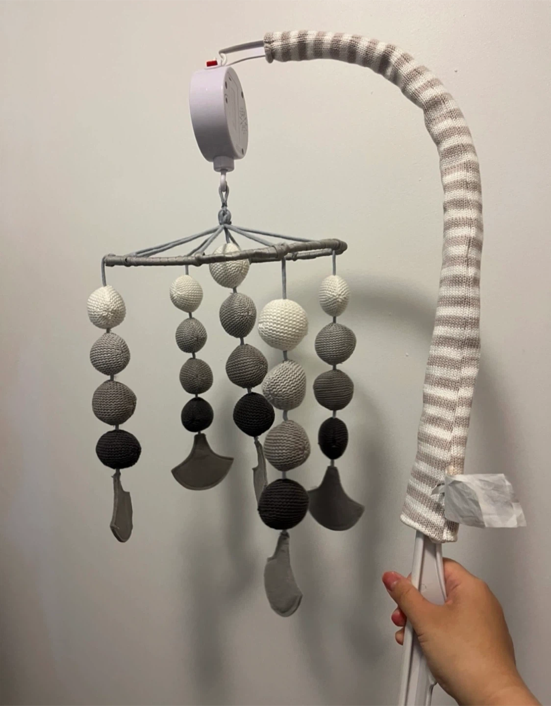 Knitted Baby Crib Mobile - Grey/White - photo 2