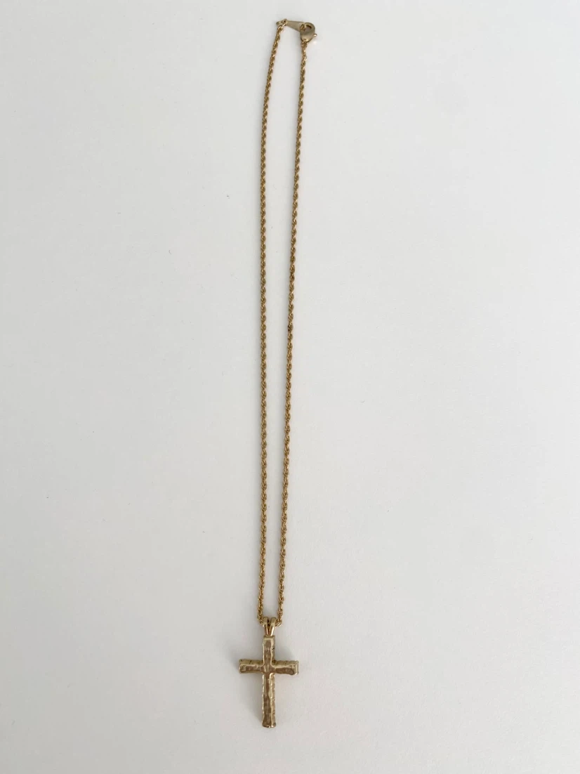 Gold-Tone Rhinestone Cross Pendant Necklace - photo 2