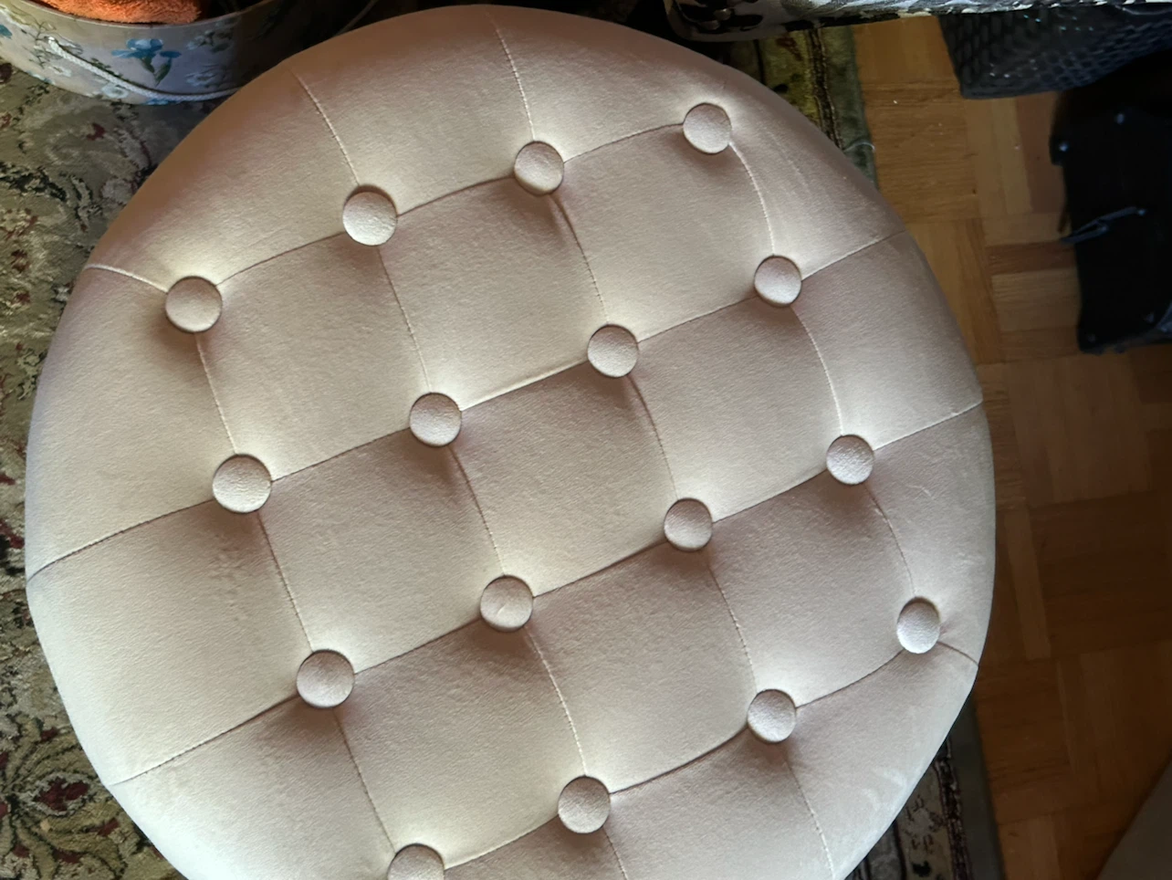 Winston Porter Round Button-Tufted Storage Ottoman - photo 2