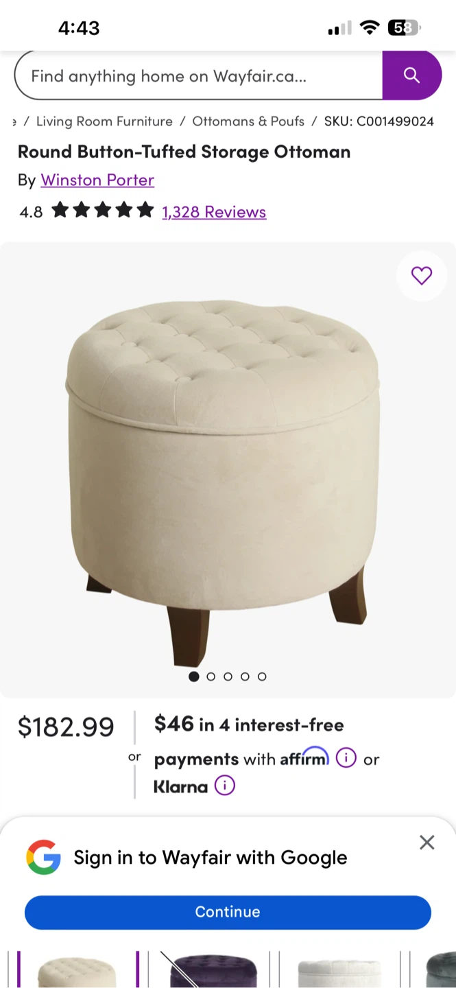 Winston Porter Round Button-Tufted Storage Ottoman - photo 4