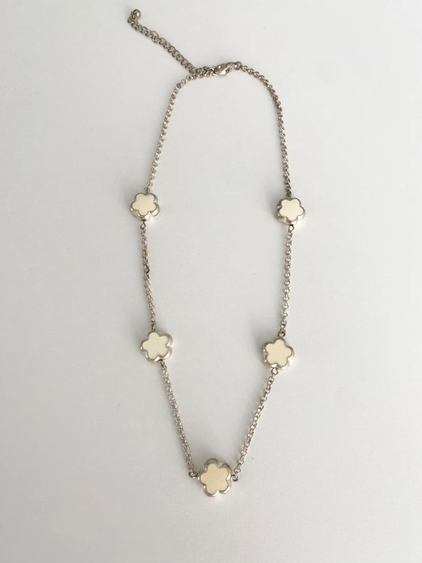 Silver-Tone Flower Charm Chain Necklace