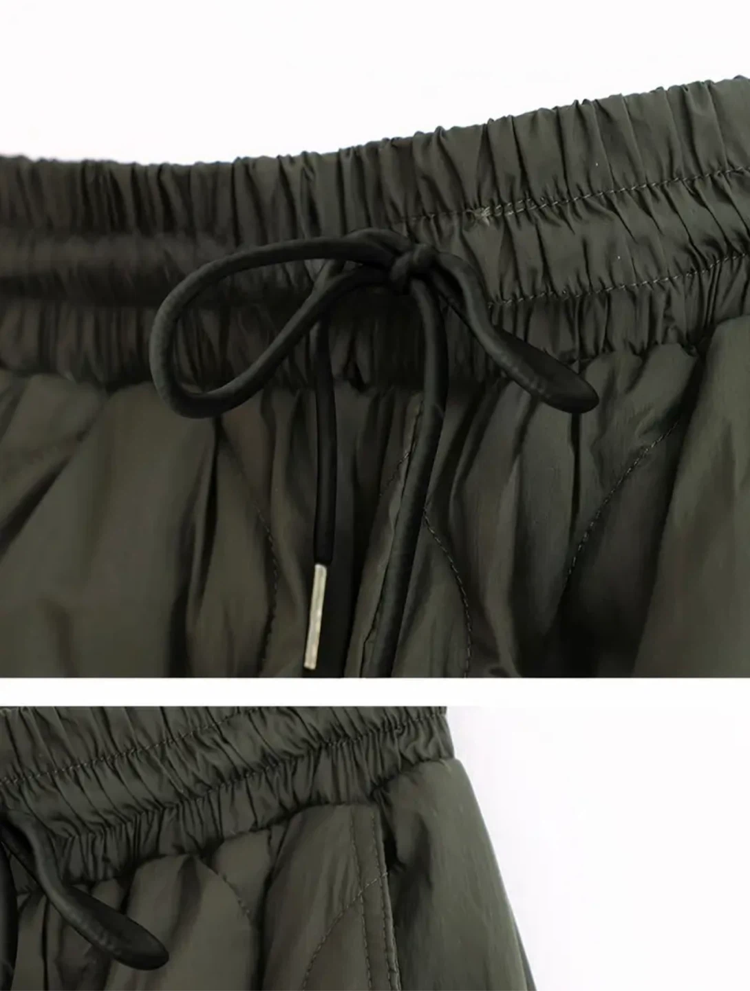 Olive Quilted Drawstring Trousers - photo 3