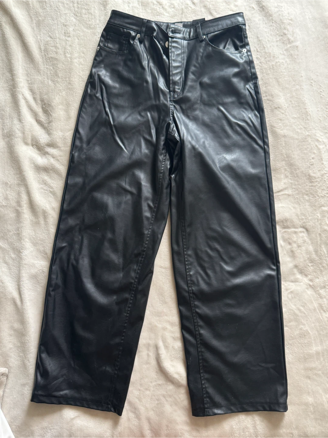 H&M DIVIDED Faux Leather Trousers