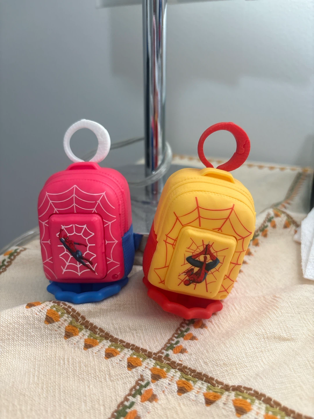 Two Marvel Spider-Man Backpack Hand Sanitizer Holders