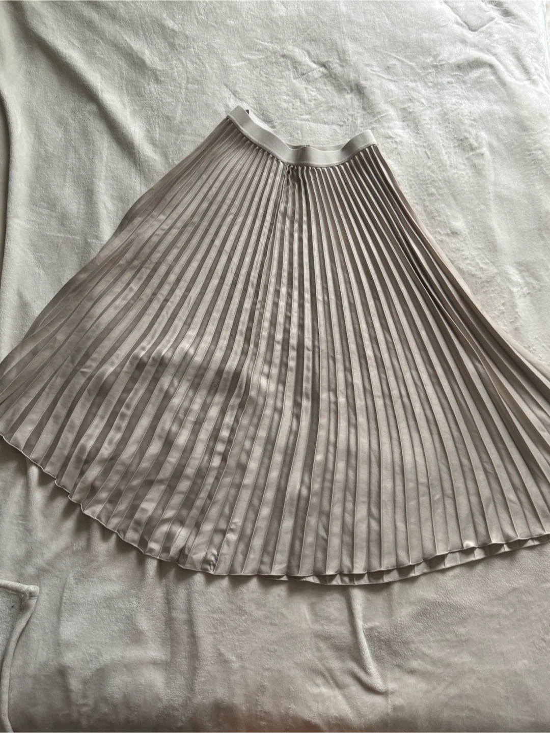 Champagne Pleated Midi Skirt