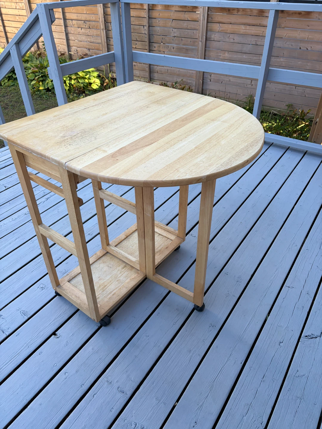 Wooden Drop-Leaf Kitchen Cart with Two Stools - photo 2