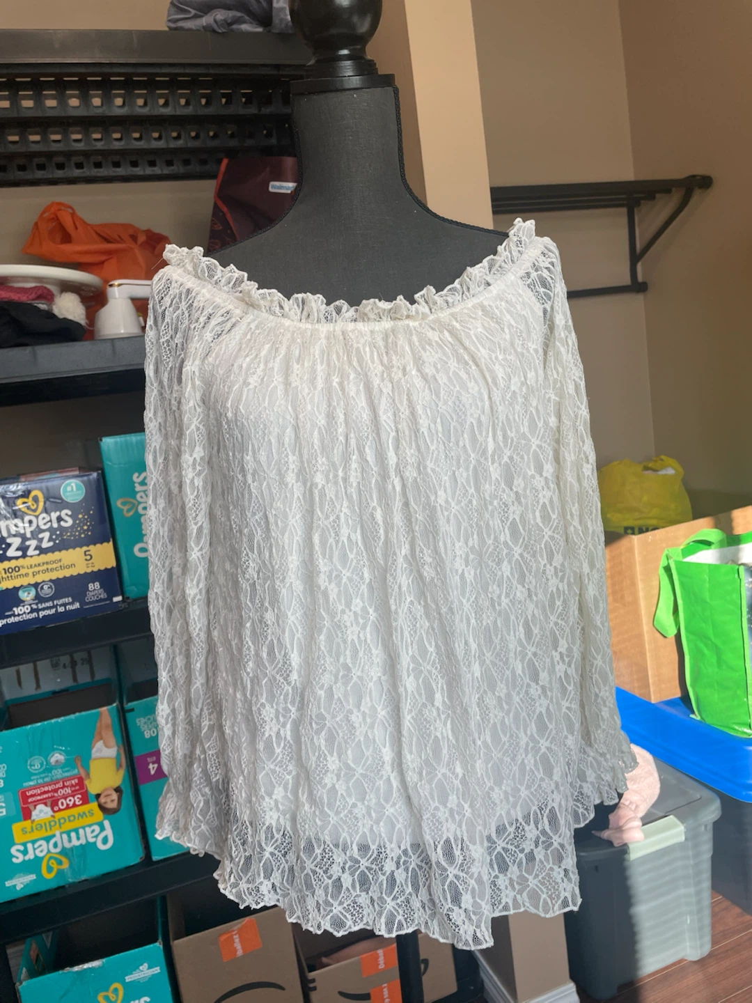 2pcs Mix Lace Kimono Cover Up and Off shoulder top - photo 3