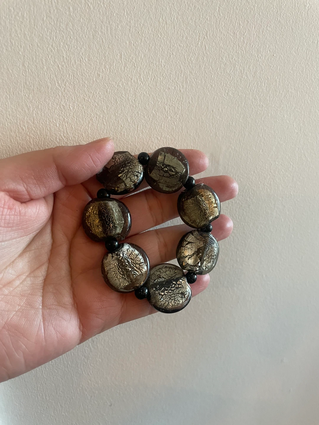 Black beaded stretch bracelet