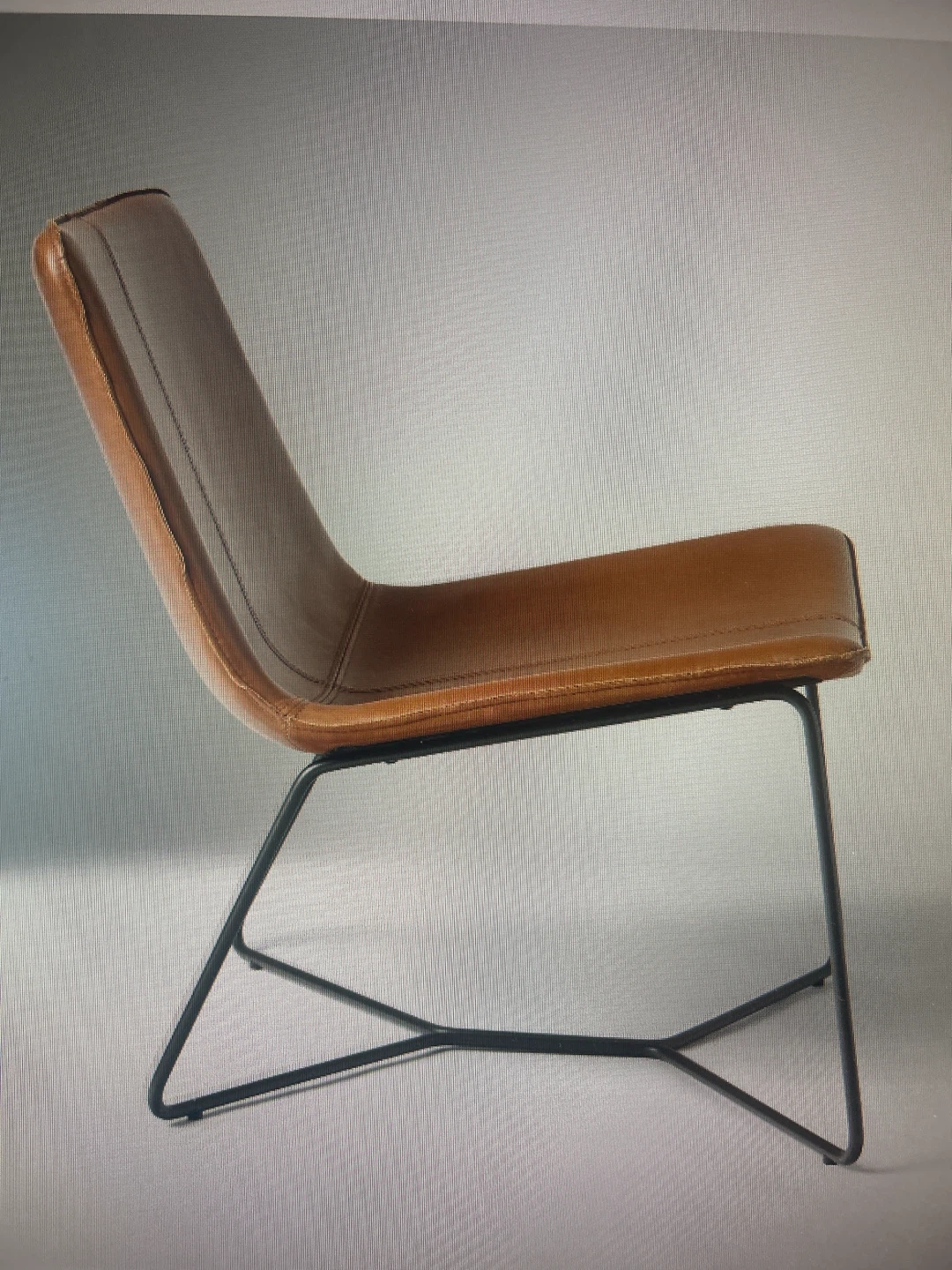 West Elm Slope Nut Saddle Leather Lounge chair x 2 - photo 2