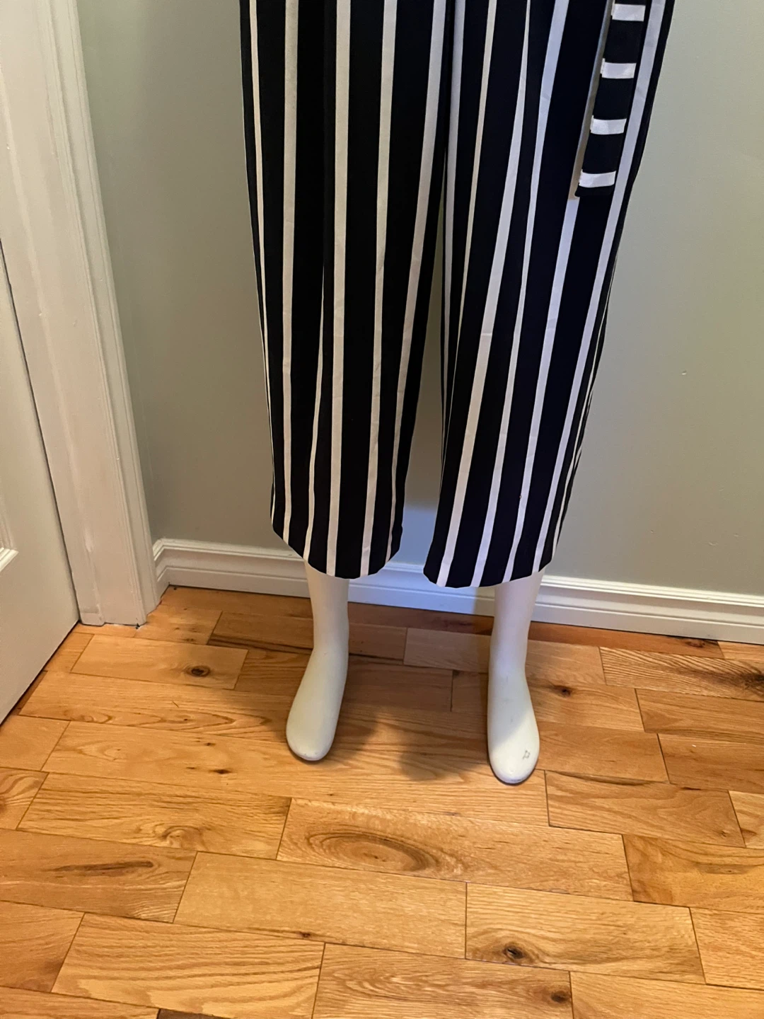 Zara Navy blue and white striped high-waisted trousers - photo 3