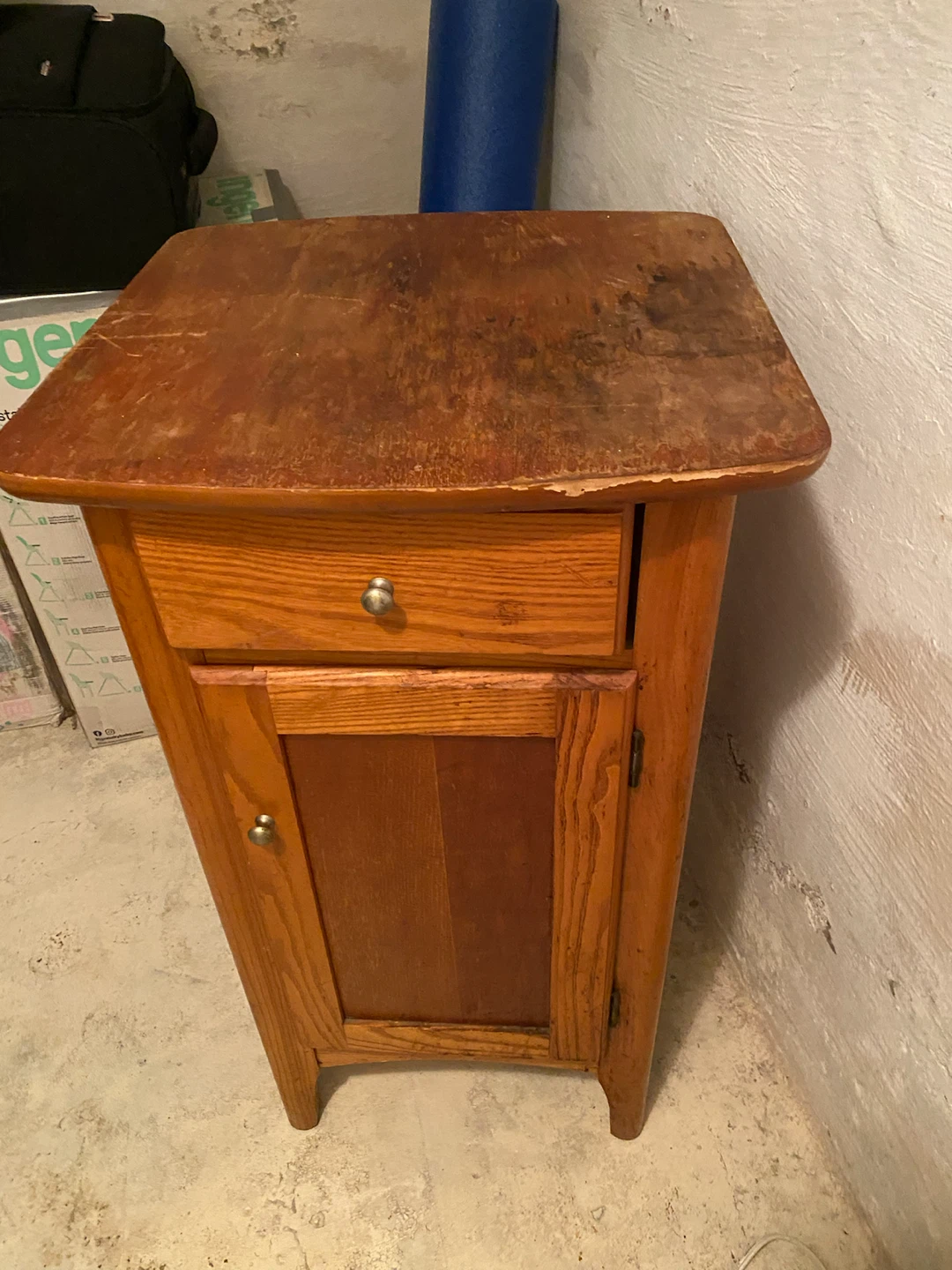 Wooden Bedside Cabinet with Drawer and Door