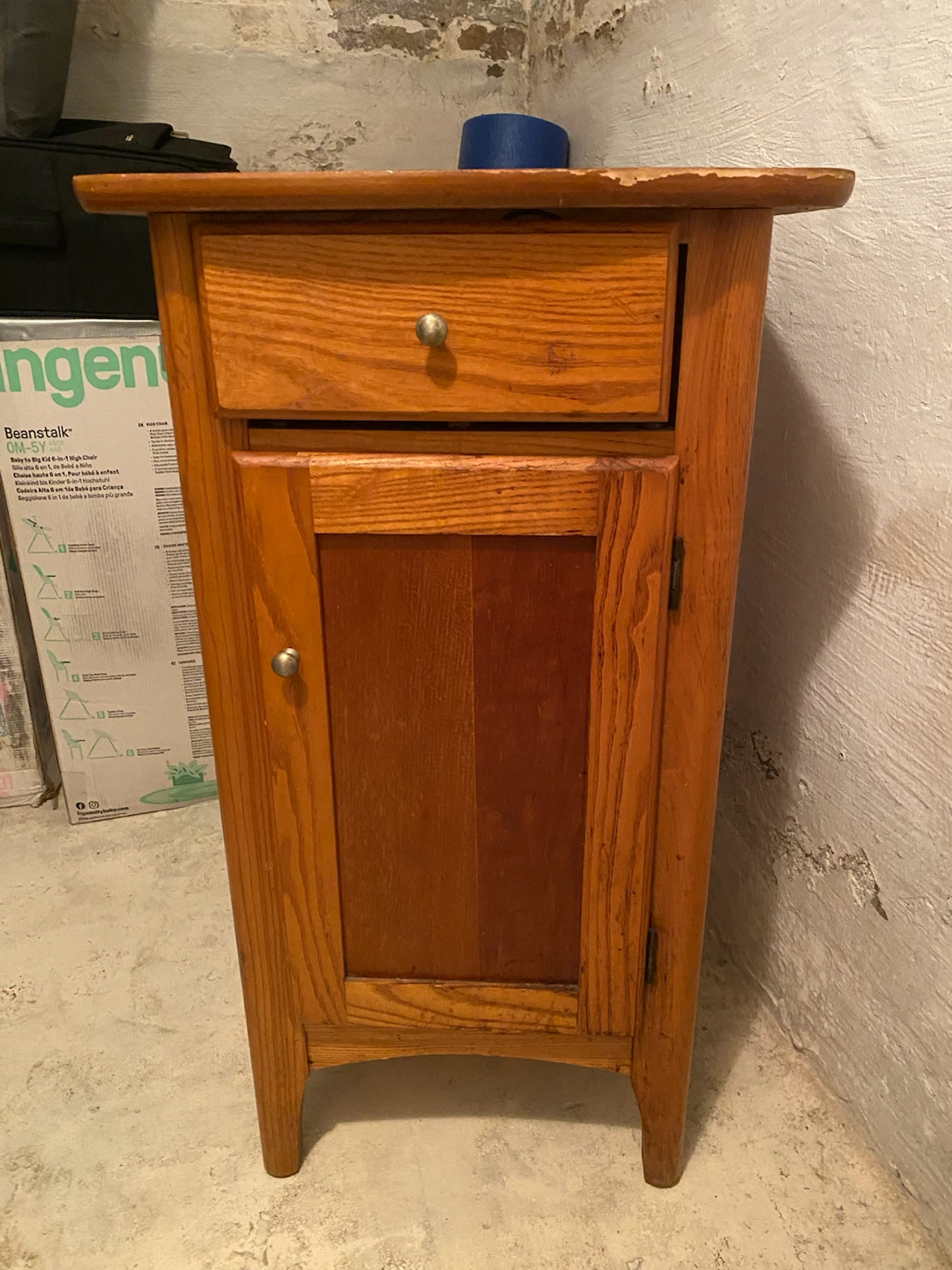 Wooden Bedside Cabinet with Drawer and Door - photo 2