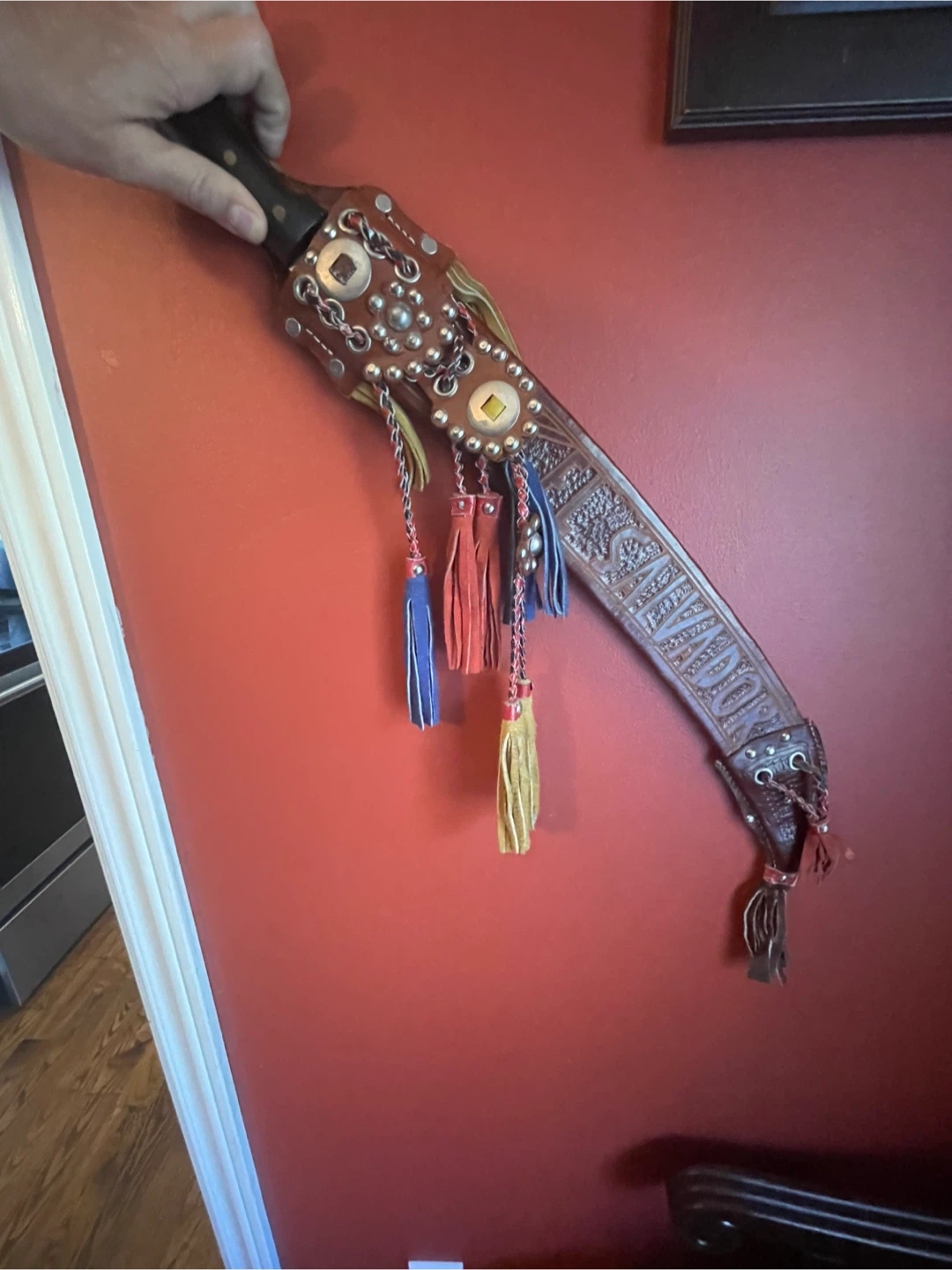 El Salvador Machete with Ornate Leather Sheath