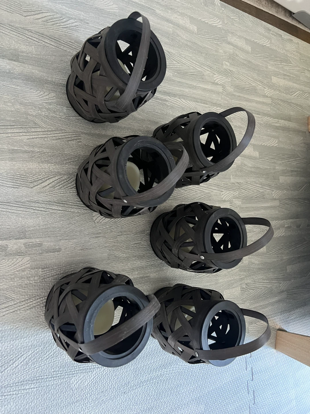 Set of 6 LED Woven Lanterns