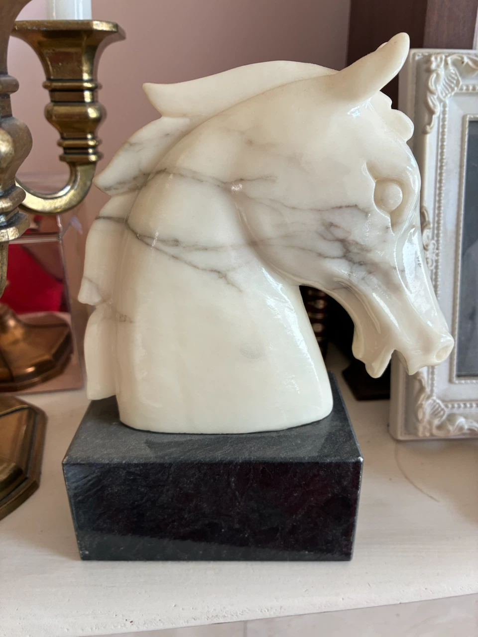 Marble Horse Head Sculpture