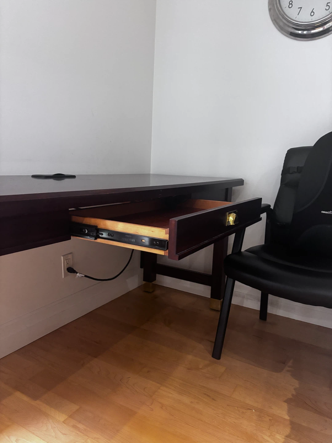 Dark Wood Desk with Integrated Power Hub - photo 2