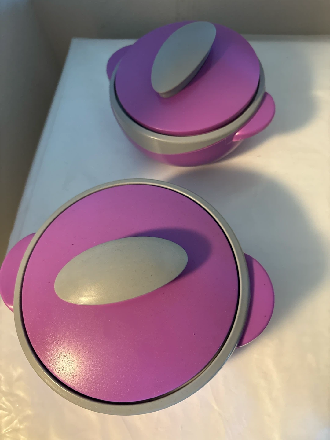 Set of Two Purple and Grey Insulated Food Servers