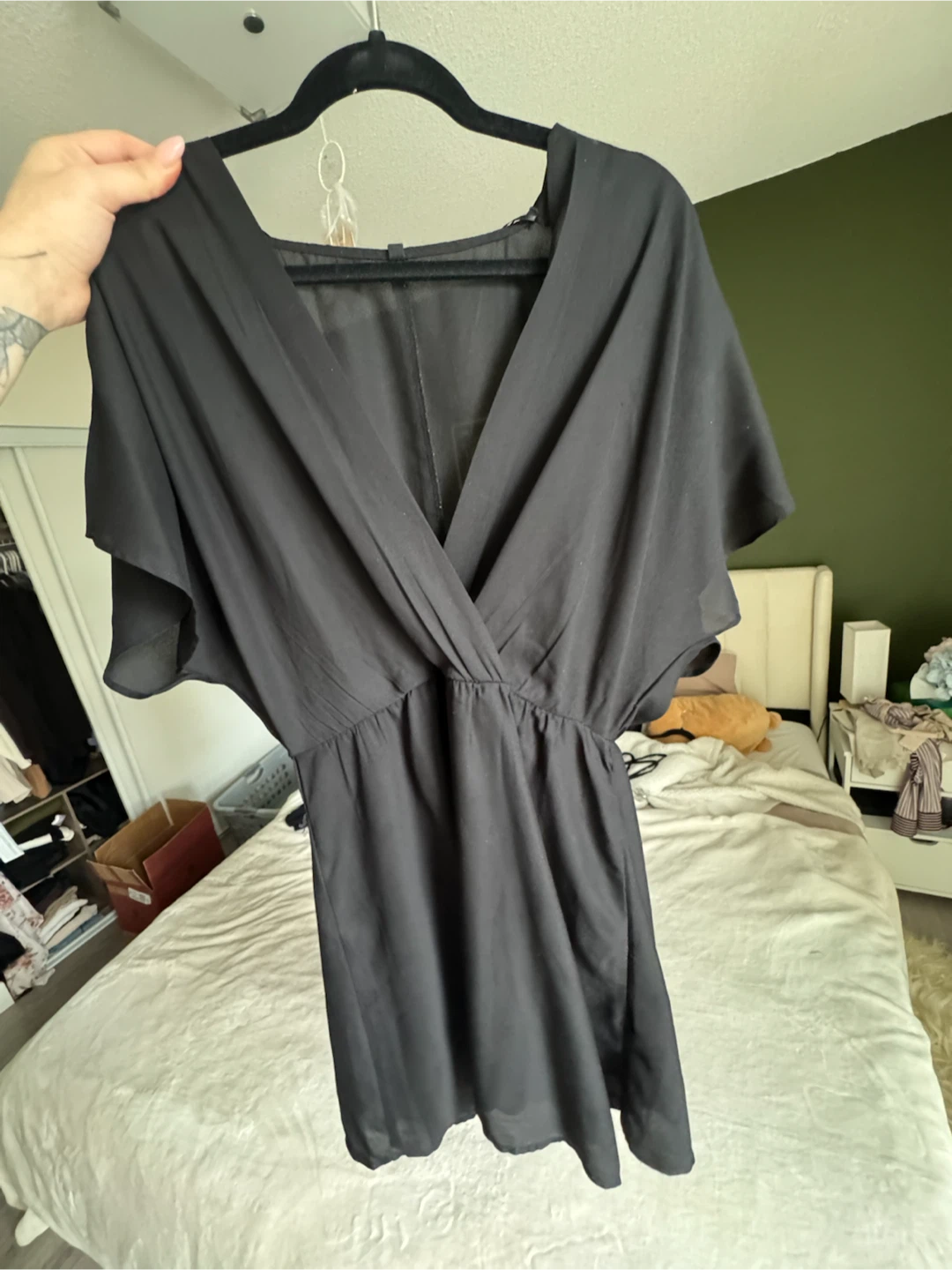 Black V-Neck Romper