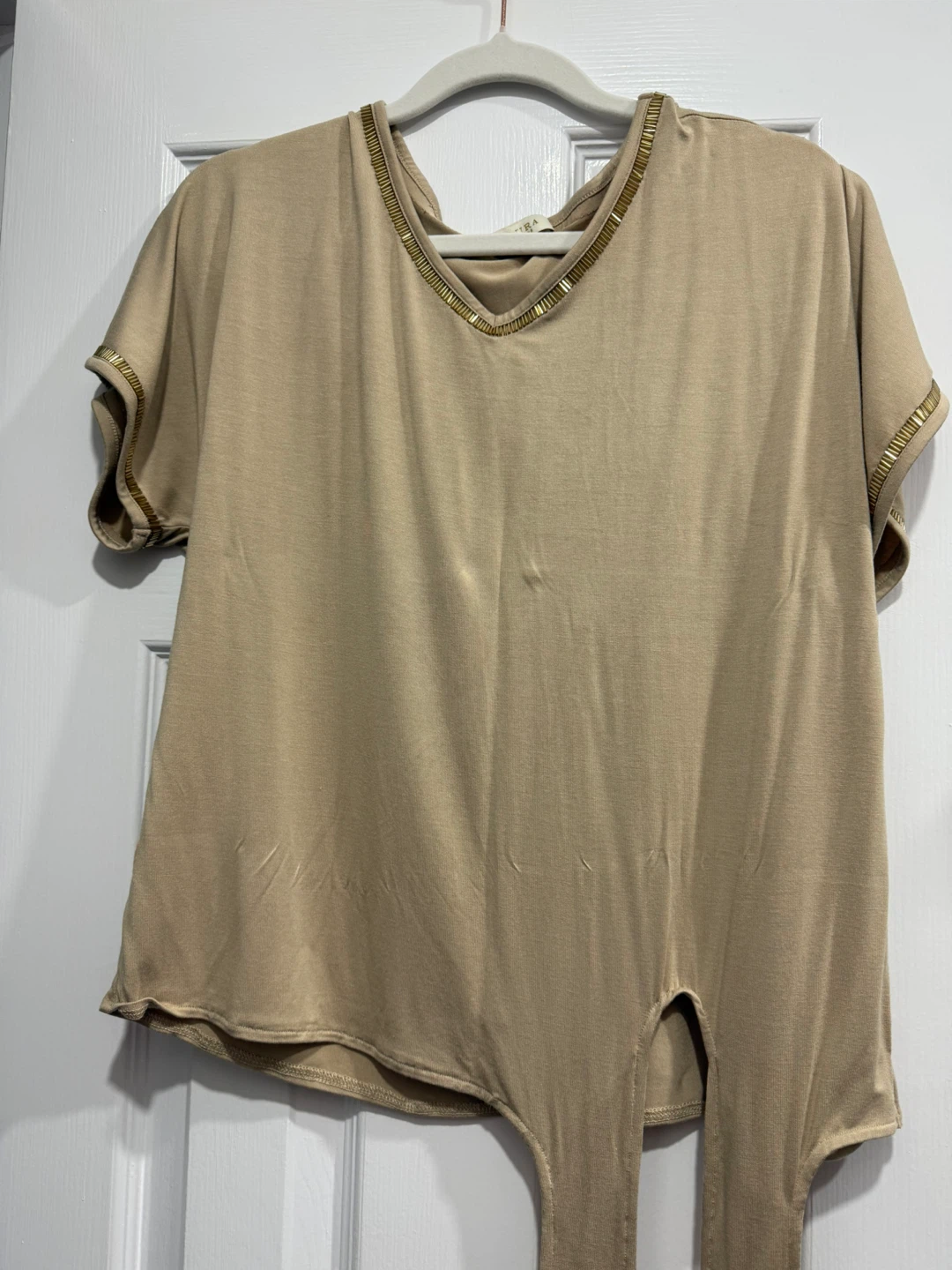 Laura Petites Beige Beaded Top