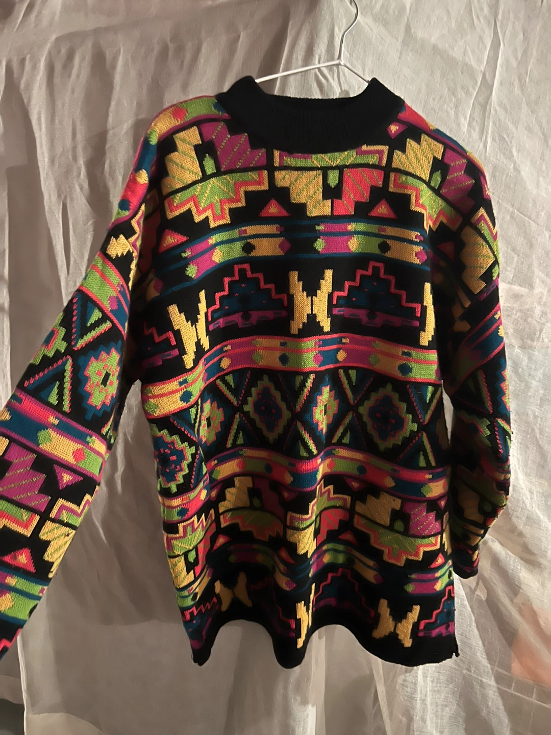 Vintage Multi-Colour Patterned Knit Sweater - photo 2