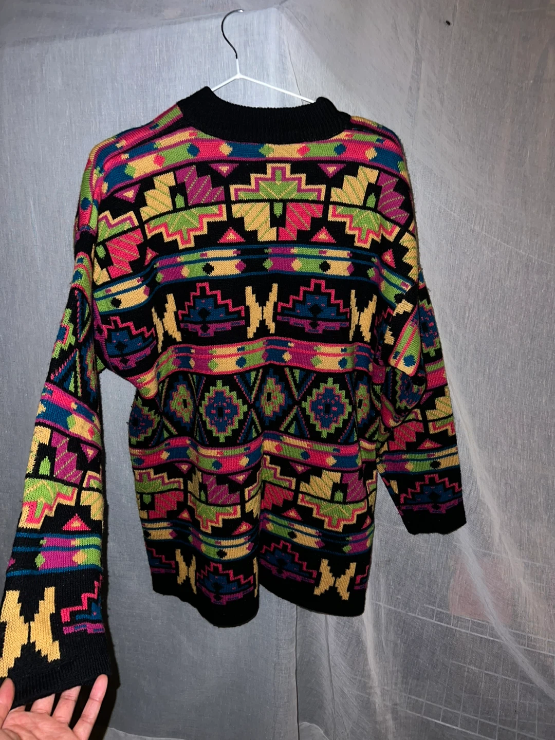 Vintage Multi-Colour Patterned Knit Sweater - photo 3