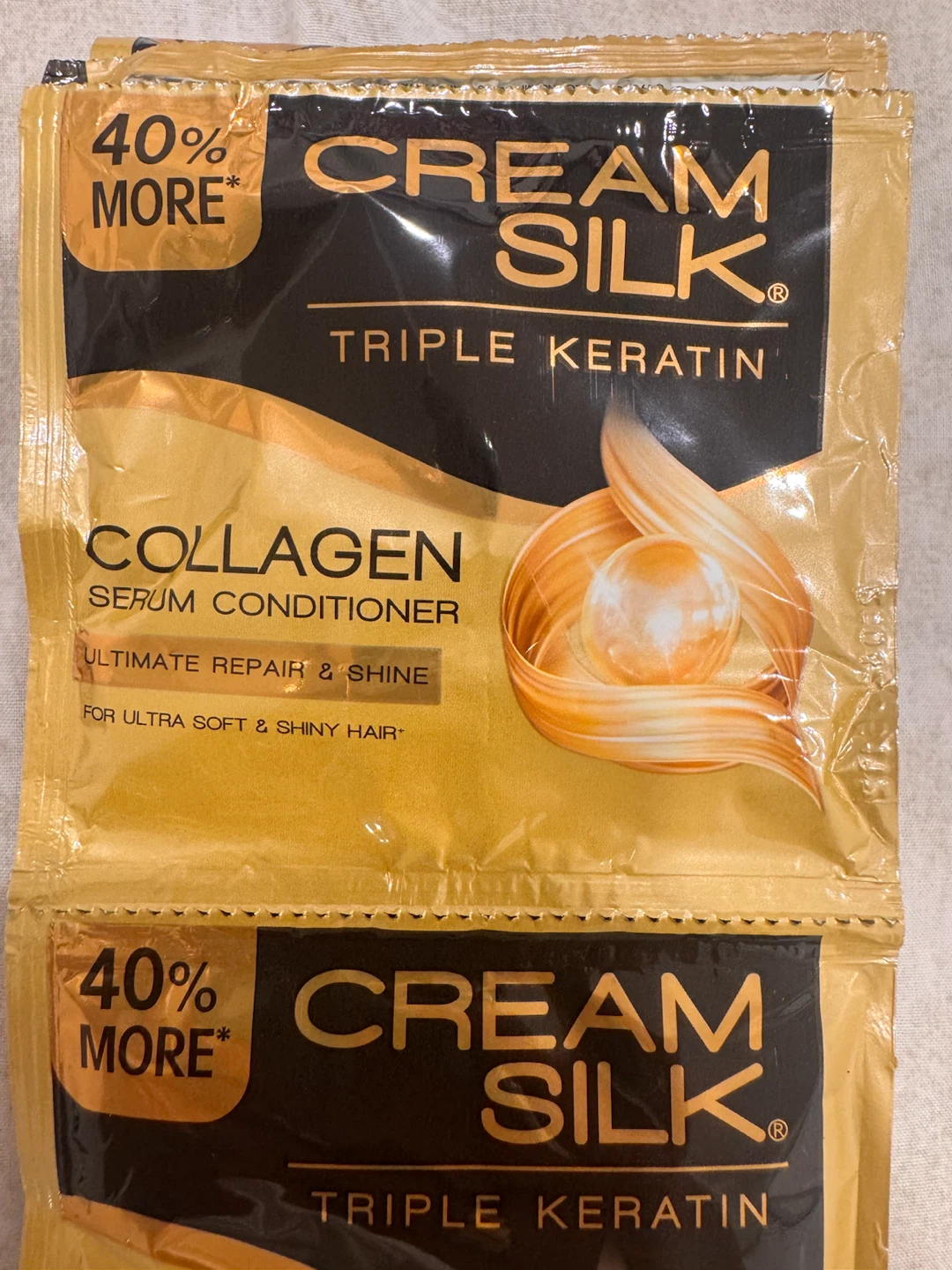 Cream Silk Triple Keratin Collagen Serum Conditioner Sachets