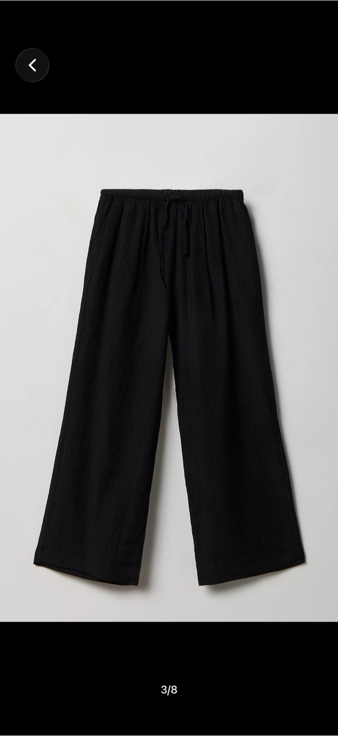Black Textured Wide-Leg Pants