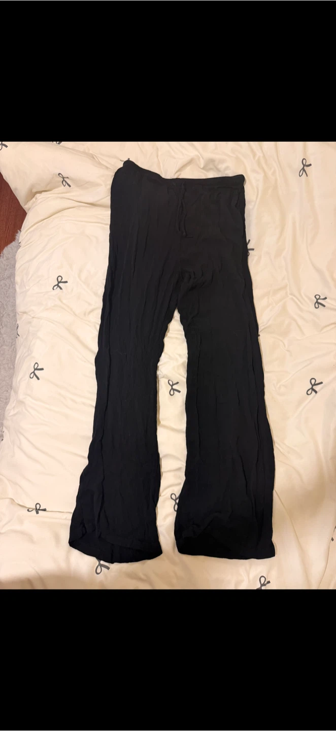 Black Textured Wide-Leg Pants - photo 5