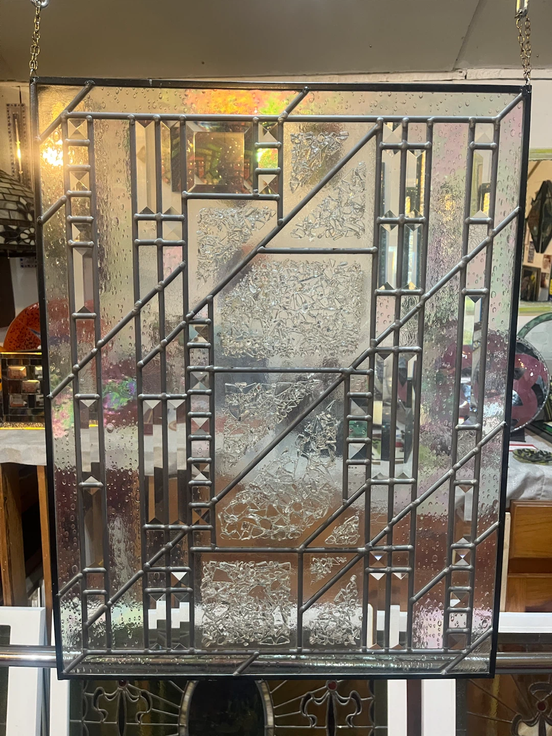 Geometric Stained Glass Panel