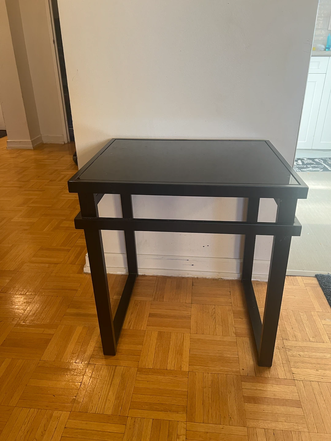 Black Metal and Glass Side Table