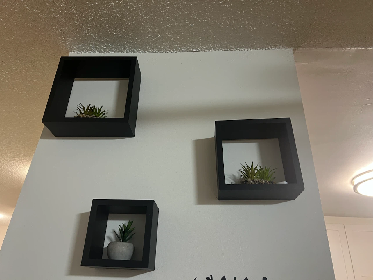 Set of 3 Black Square Wall Shelves