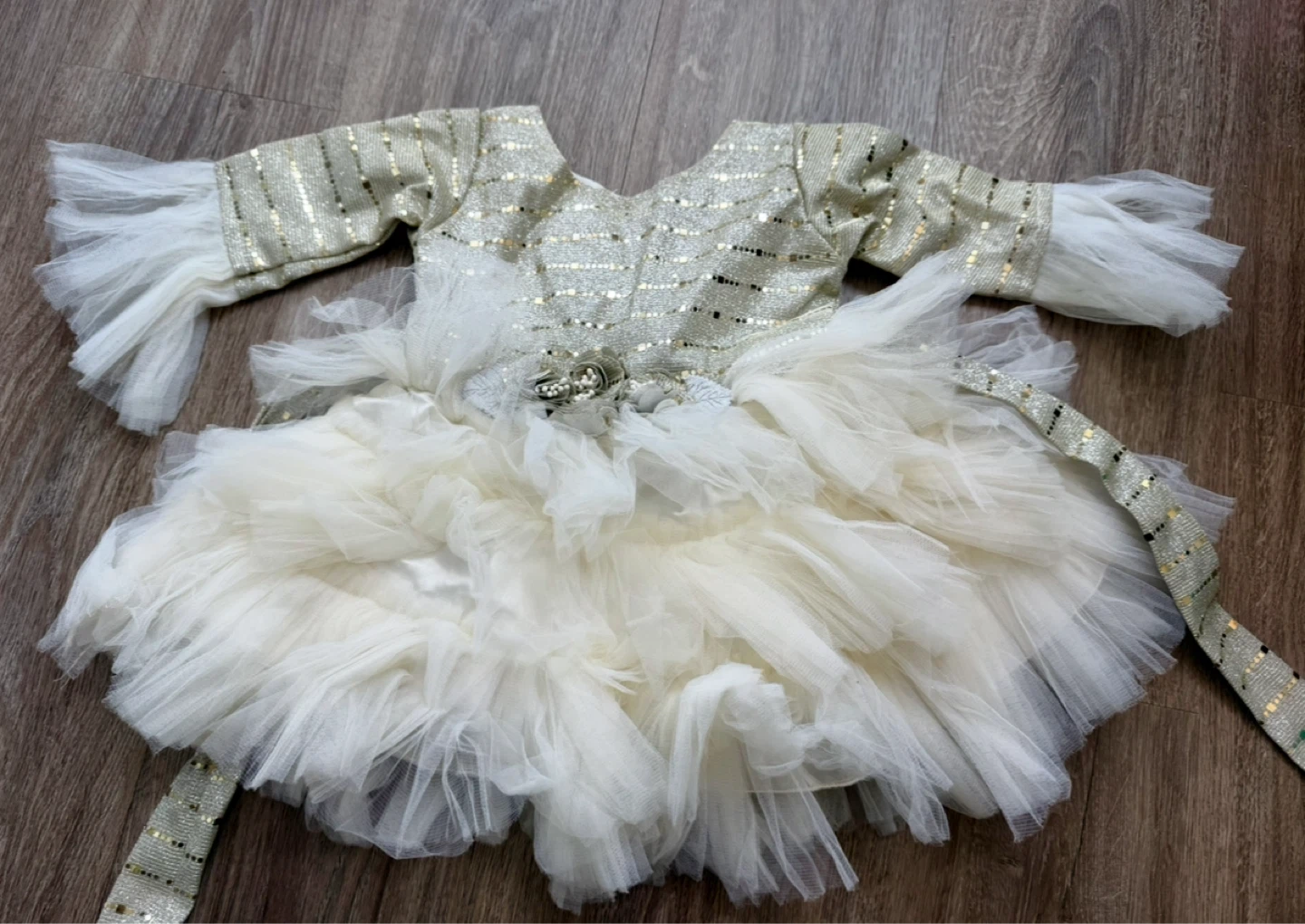 Baby Girl Gold and Cream Tulle Party Dress