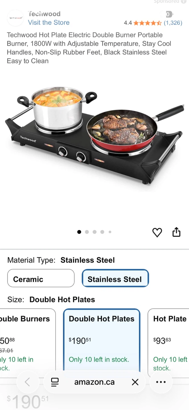 Techwood Electric Double Burner Hot Plate