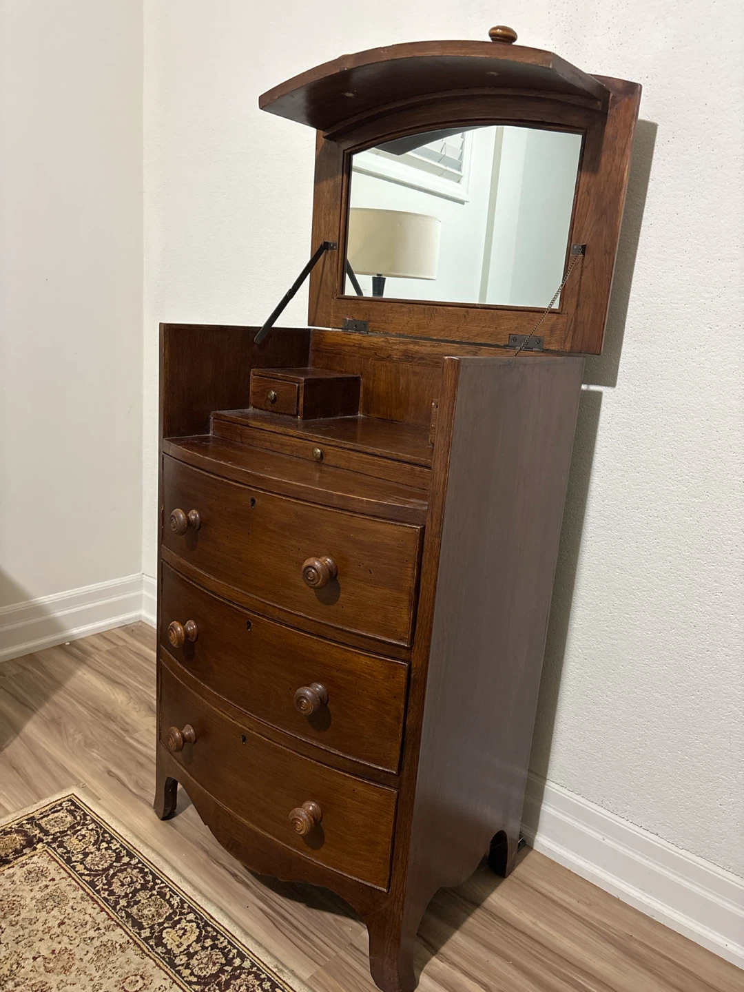 Vintage Oak Wood Vanity Dresser with Mirror - photo 3