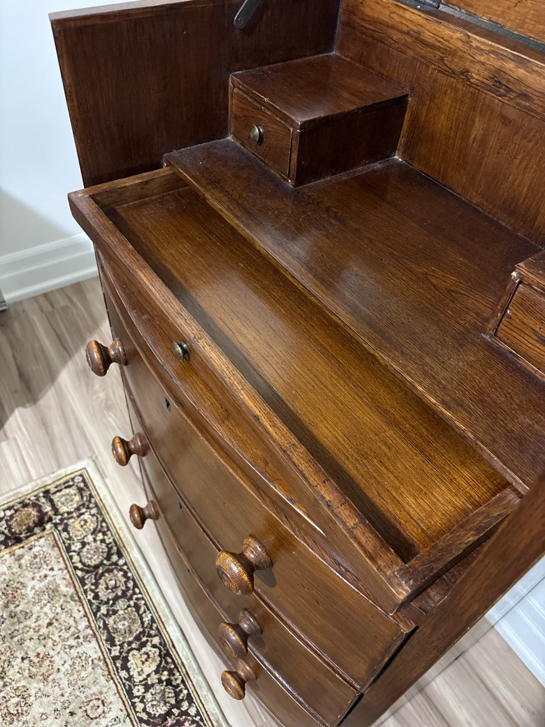 Vintage Oak Wood Vanity Dresser with Mirror - photo 5