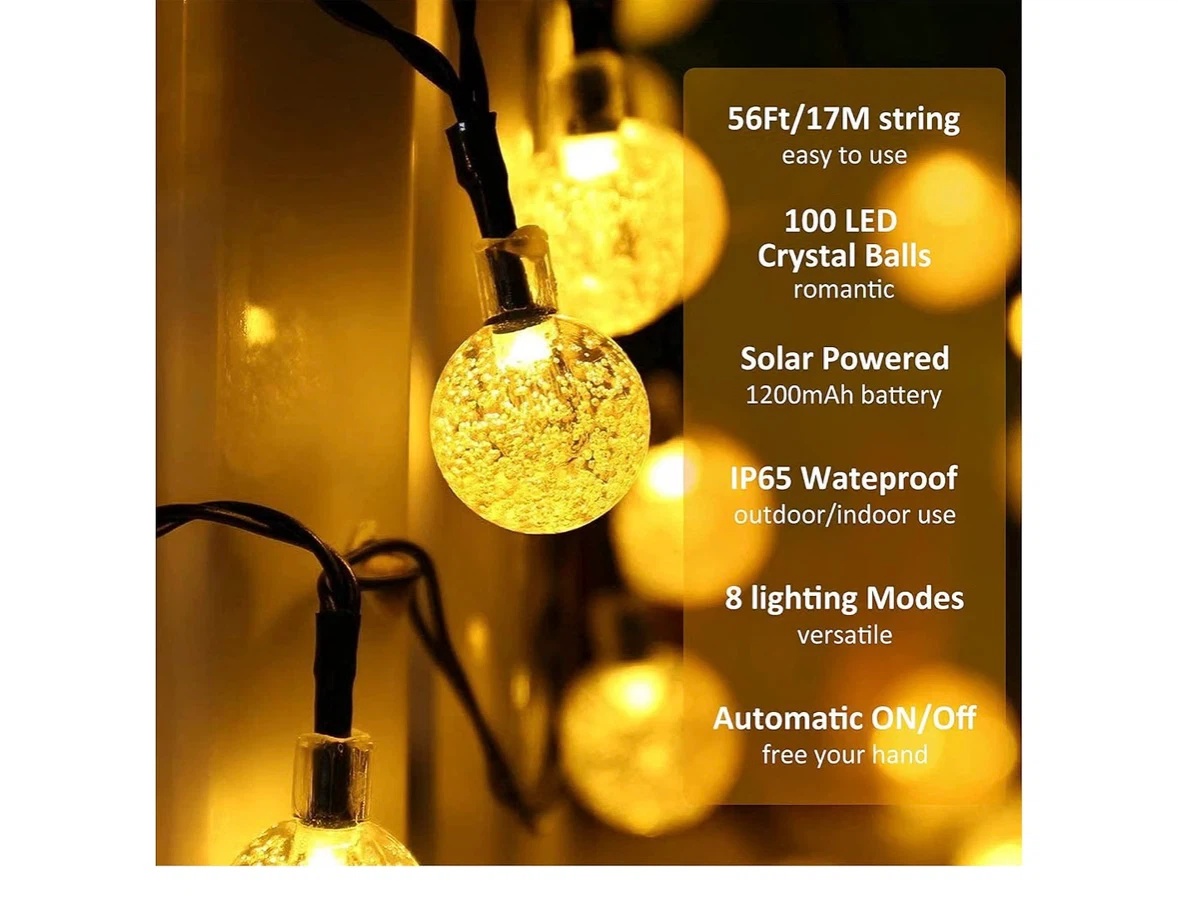 100 LED Solar Powered Crystal Ball String Lights - photo 4