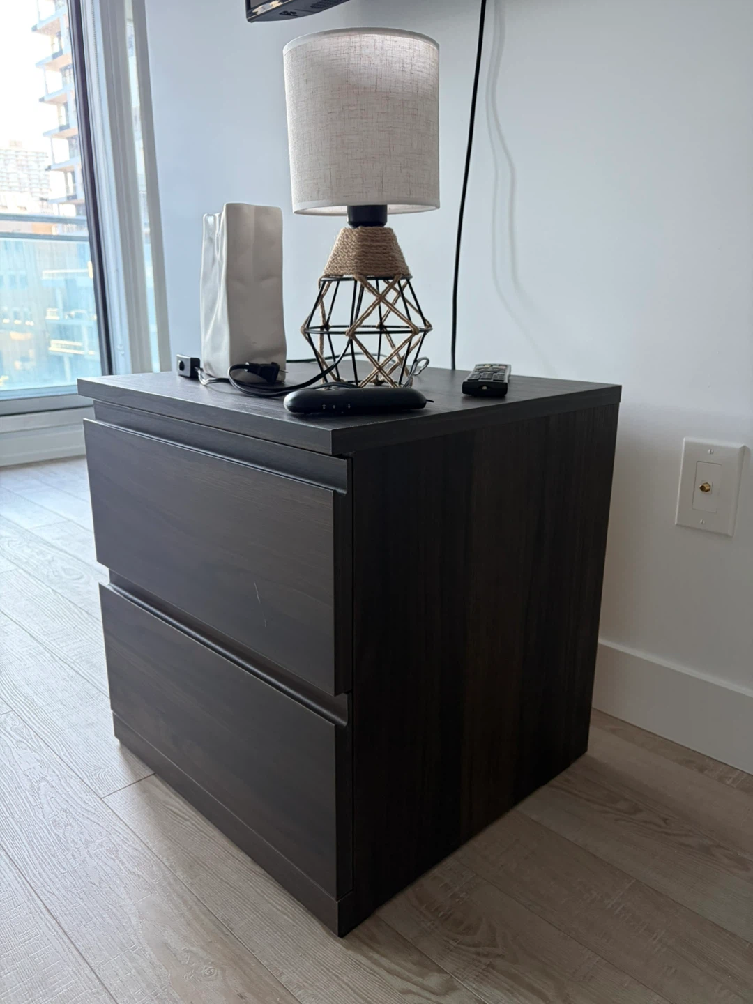Dark Wood Two-Drawer Nightstand - photo 2