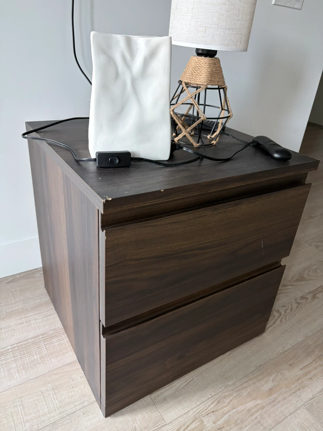 Dark Wood Two-Drawer Nightstand - photo 3