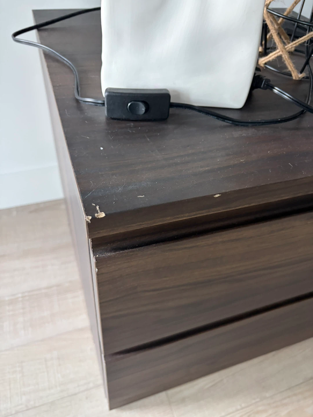 Dark Wood Finish Nightstand with Two Drawers - photo 4