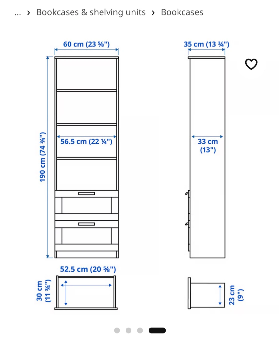 IKEA Brimnes Bookcase with Drawers - White - photo 2